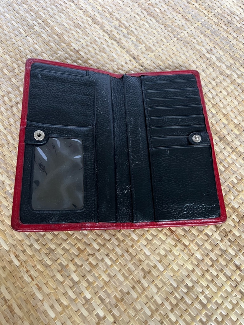 vintage Brighton red leather bifold wallet snap closure heart zip metal clasp - Picture 9 of 14